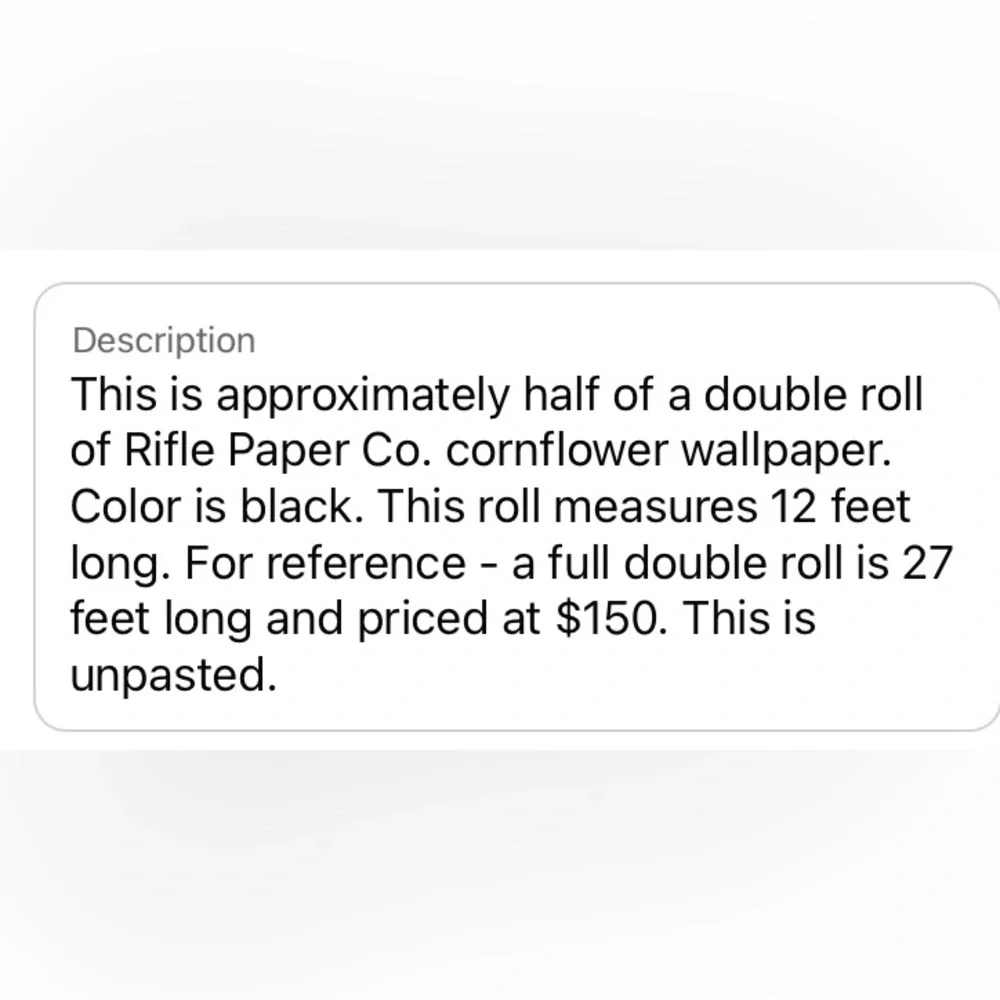 Half double roll of Rifle Paper Co. Cornflower wallpaper